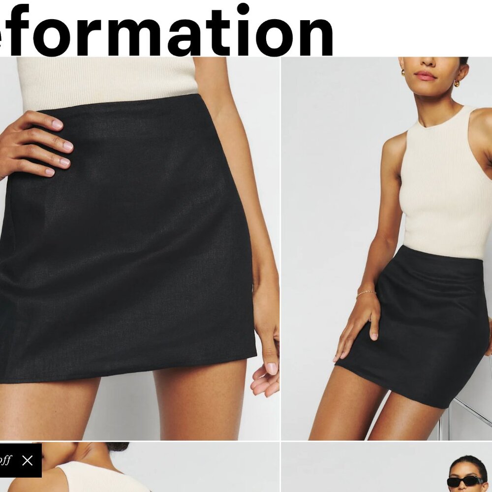 Reformation Veranda Linen Skirt Black - Size 0